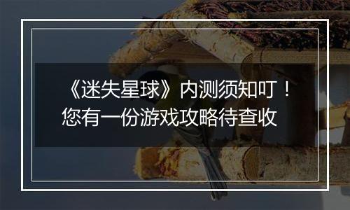 《迷失星球》内测须知叮！您有一份游戏攻略待查收