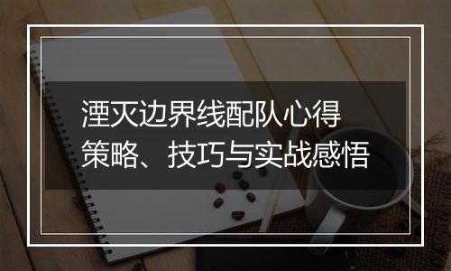 湮灭边界线配队心得 策略、技巧与实战感悟
