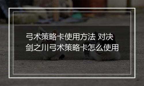 弓术策略卡使用方法 对决剑之川弓术策略卡怎么使用