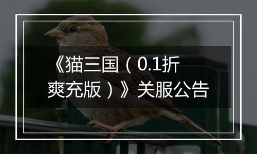 《猫三国（0.1折爽充版）》关服公告