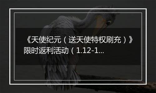 《天使纪元（送天使特权刷充）》限时返利活动（1.12-1.15）