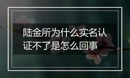 陆金所为什么实名认证不了是怎么回事