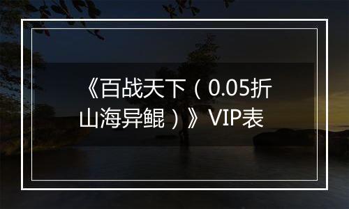《百战天下（0.05折山海异鲲）》VIP表