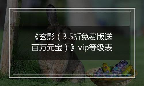 《玄影（3.5折免费版送百万元宝）》vip等级表