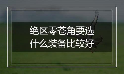 绝区零苍角要选什么装备比较好