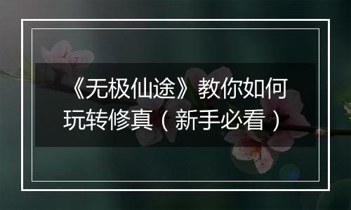 《无极仙途》教你如何玩转修真（新手必看）