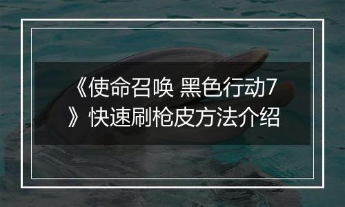《使命召唤 黑色行动7》快速刷枪皮方法介绍