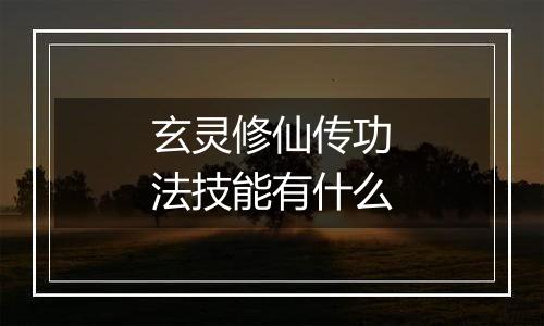 玄灵修仙传功法技能有什么