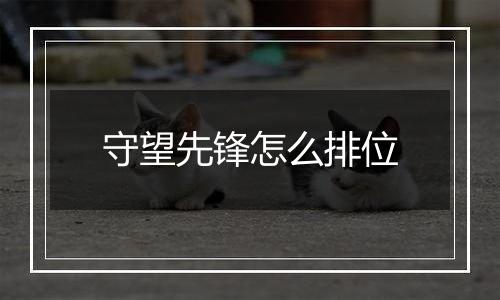 守望先锋怎么排位