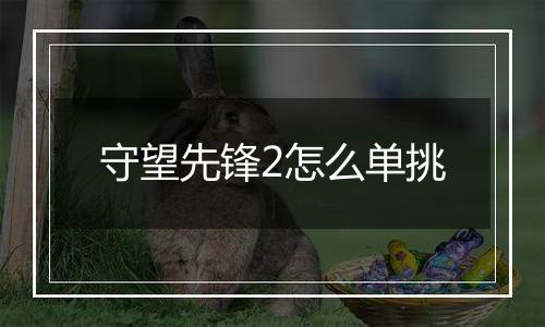 守望先锋2怎么单挑