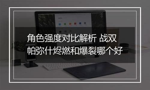 角色强度对比解析 战双帕弥什烬燃和爆裂哪个好