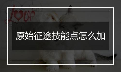 原始征途技能点怎么加