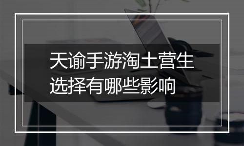 天谕手游淘土营生选择有哪些影响