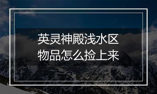 英灵神殿浅水区物品怎么捡上来