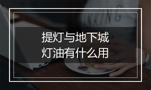 提灯与地下城灯油有什么用