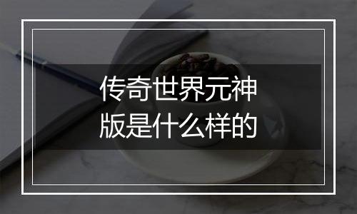 传奇世界元神版是什么样的