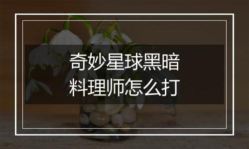 奇妙星球黑暗料理师怎么打