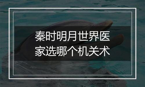 秦时明月世界医家选哪个机关术