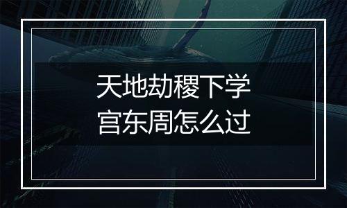 天地劫稷下学宫东周怎么过