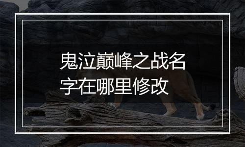 鬼泣巅峰之战名字在哪里修改