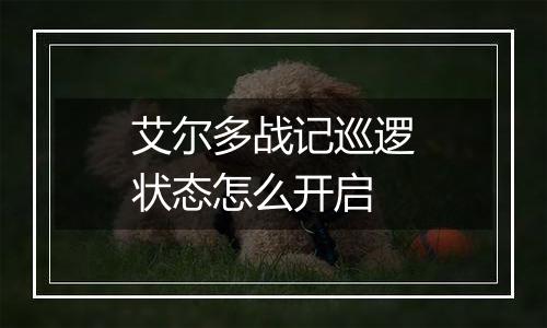 艾尔多战记巡逻状态怎么开启