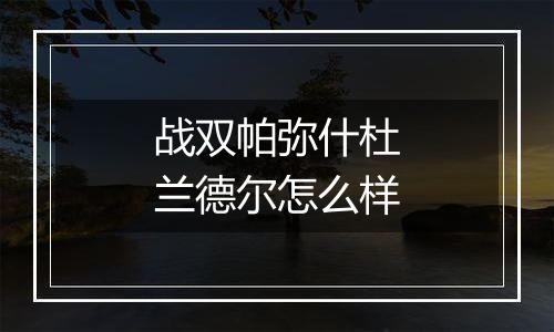 战双帕弥什杜兰德尔怎么样