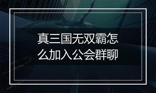 真三国无双霸怎么加入公会群聊