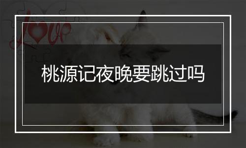 桃源记夜晚要跳过吗