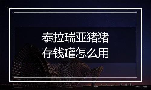 泰拉瑞亚猪猪存钱罐怎么用