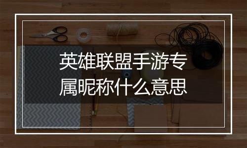 英雄联盟手游专属昵称什么意思