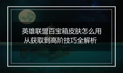 英雄联盟百宝箱皮肤怎么用 从获取到高阶技巧全解析