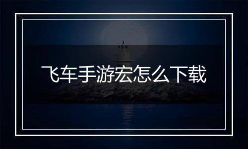 飞车手游宏怎么下载