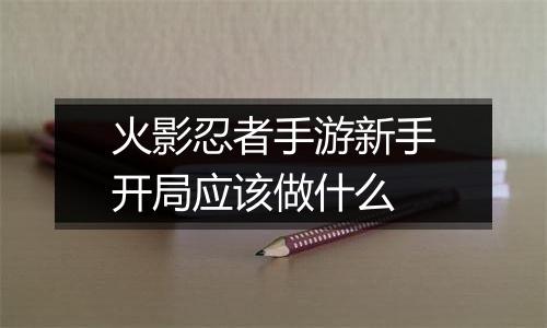 火影忍者手游新手开局应该做什么