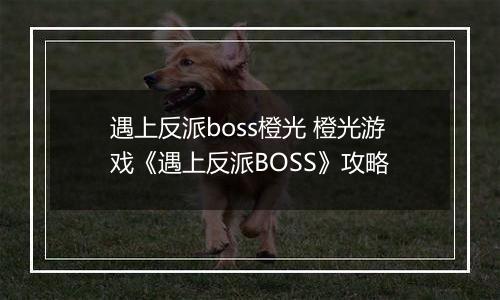 遇上反派boss橙光 橙光游戏《遇上反派BOSS》攻略
