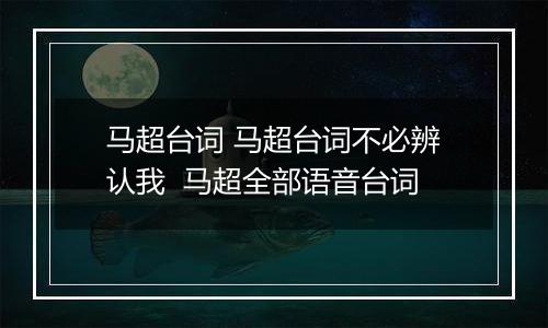 马超台词 马超台词不必辨认我  马超全部语音台词