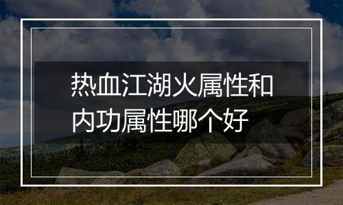 热血江湖火属性和内功属性哪个好