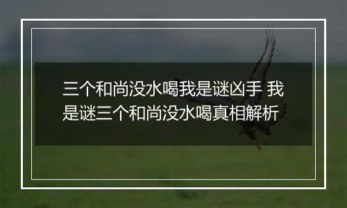 三个和尚没水喝我是谜凶手 我是谜三个和尚没水喝真相解析