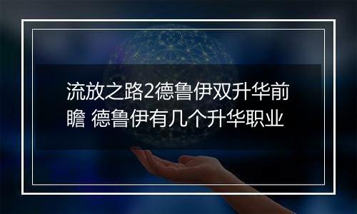 流放之路2德鲁伊双升华前瞻 德鲁伊有几个升华职业