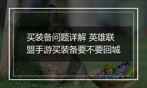 买装备问题详解 英雄联盟手游买装备要不要回城