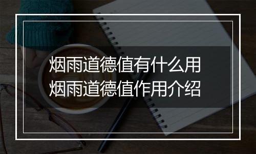 烟雨道德值有什么用 烟雨道德值作用介绍