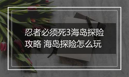 忍者必须死3海岛探险攻略 海岛探险怎么玩
