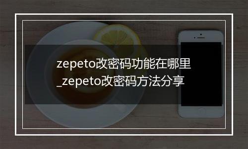 zepeto改密码功能在哪里_zepeto改密码方法分享