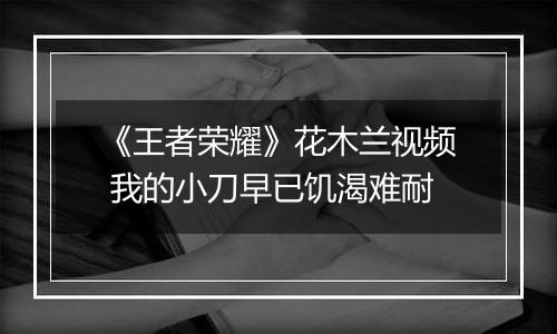 《王者荣耀》花木兰视频 我的小刀早已饥渴难耐