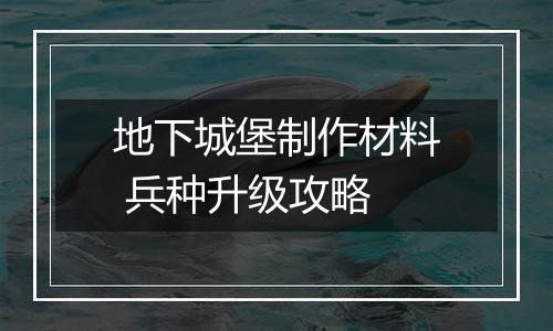 地下城堡制作材料 兵种升级攻略