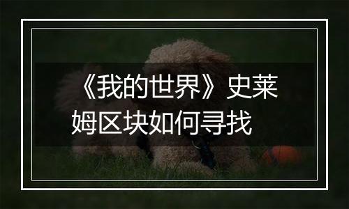 《我的世界》史莱姆区块如何寻找