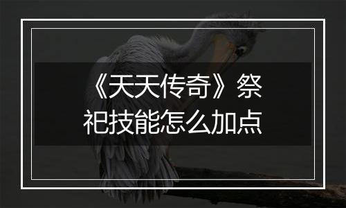 《天天传奇》祭祀技能怎么加点