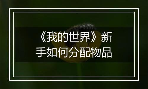 《我的世界》新手如何分配物品