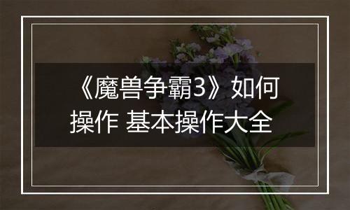 《魔兽争霸3》如何操作 基本操作大全