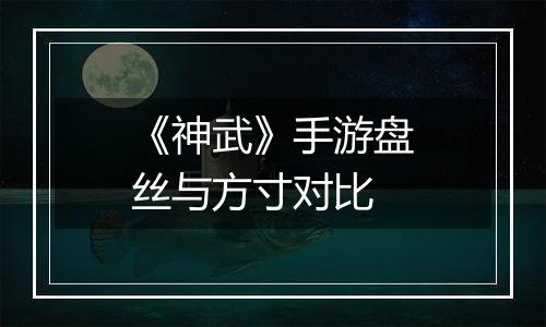 《神武》手游盘丝与方寸对比