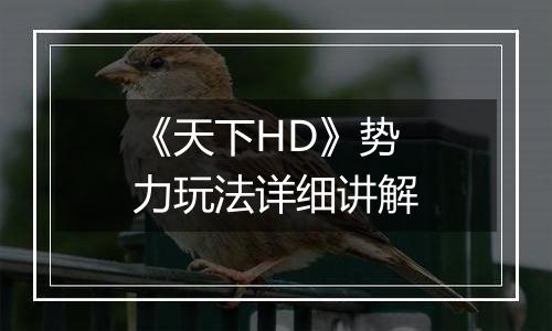 《天下HD》势力玩法详细讲解